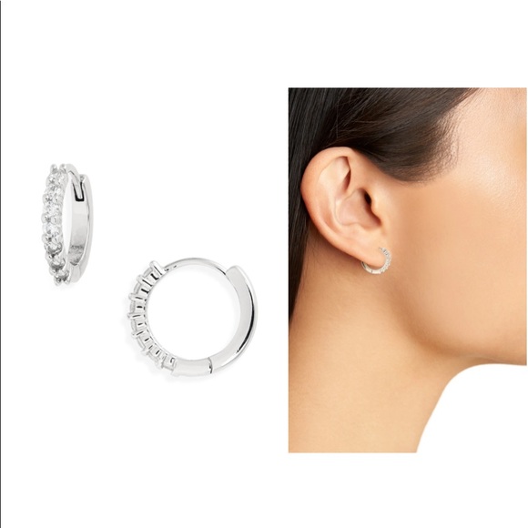 Crystal Huggie Hoop Earrings - Picture 1 of 6